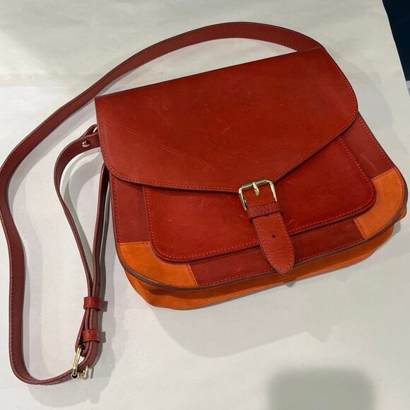 A.P.C. Handbags - A.P.C. Crossbody Orange Leather & Suede Crossbody